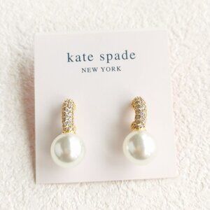 Kate Spade Showtime Pave Gold Drop Huggie Earrings